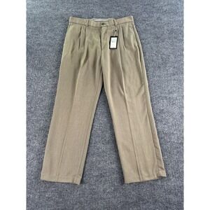 NWT Joseph Abboud Pants Men 34x30 Tan Polyester Solid Designer Luxury $58